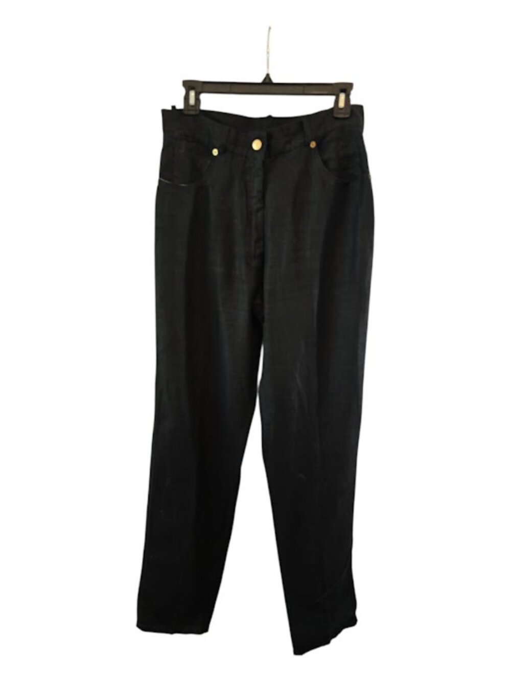 LINEN CACHE BLACK TROUSERS SIZE 10 TALL VINTAGE LIKE NEW HIGH RISE